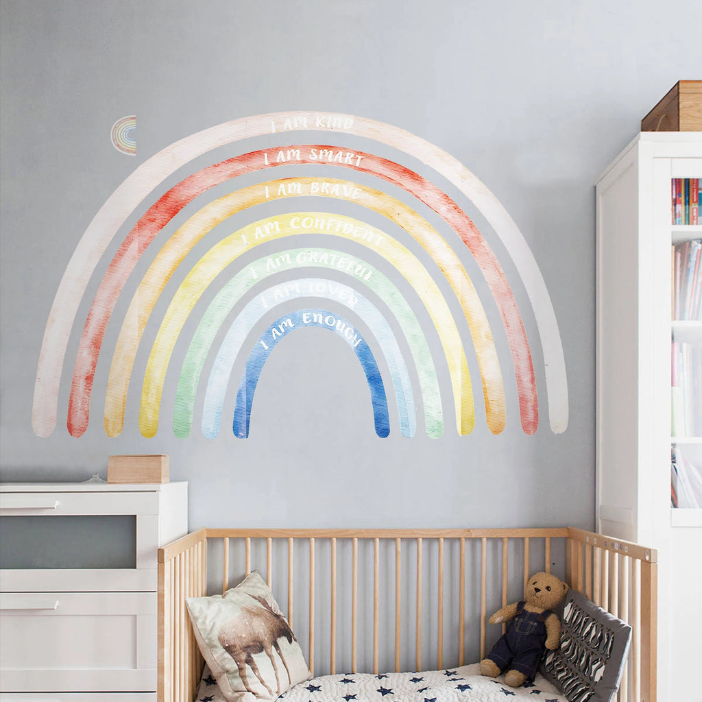 Colorful Rainbow Boho Wall Decals – Large Sticker Set 195×120cm