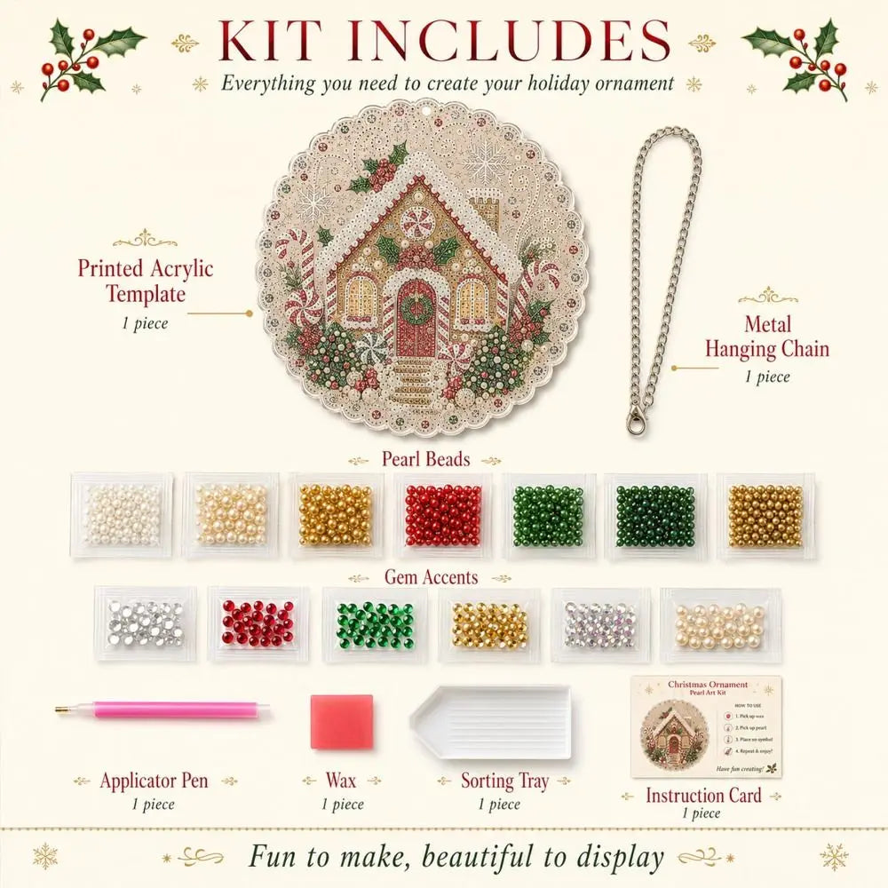 Christmas Pearl Diamond Painting Kit – DIY Acrylic Round Board Diamond Painting Kit Nixie