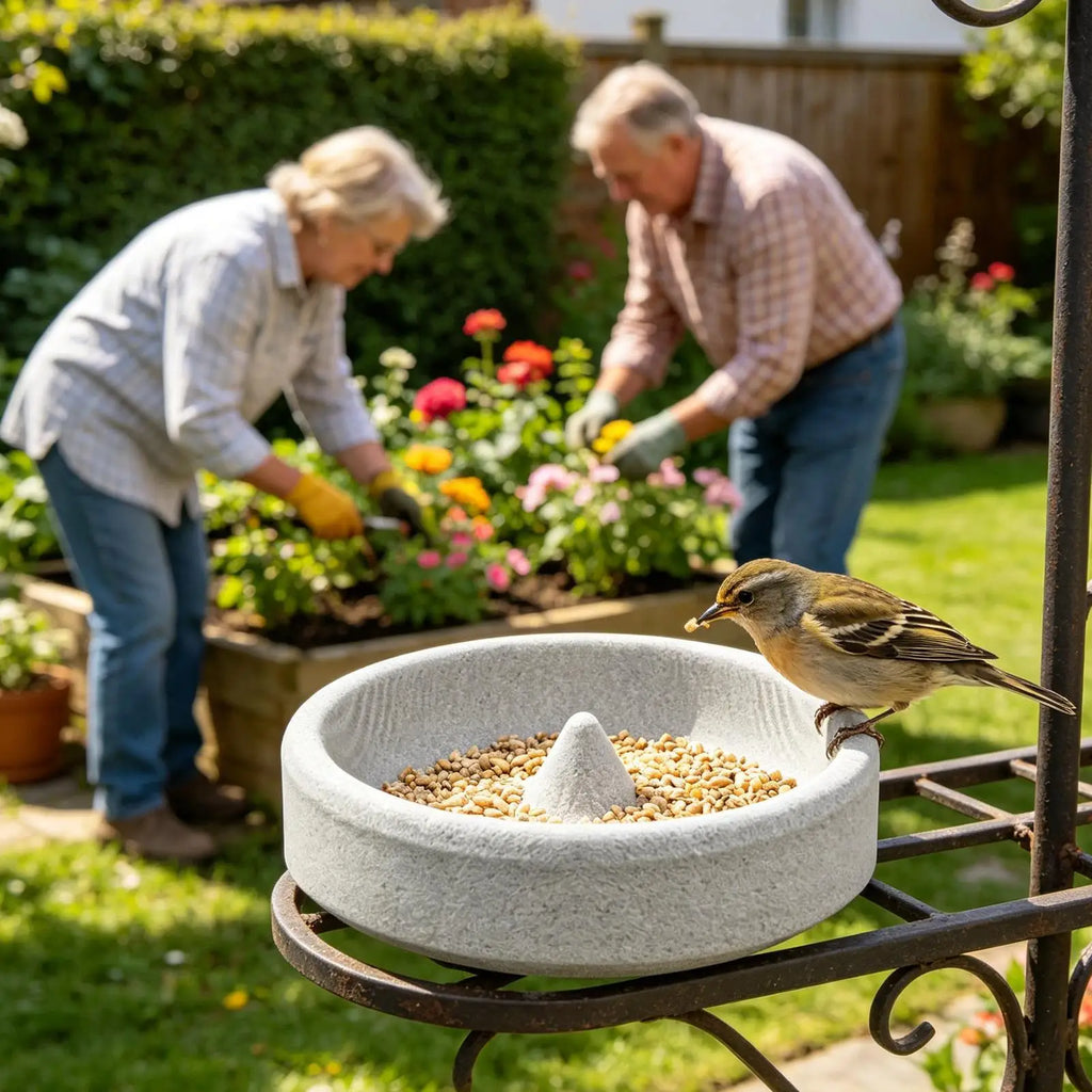 Round Ceramic Bird Feeder Bowl – Parrots, Balcony & Garden