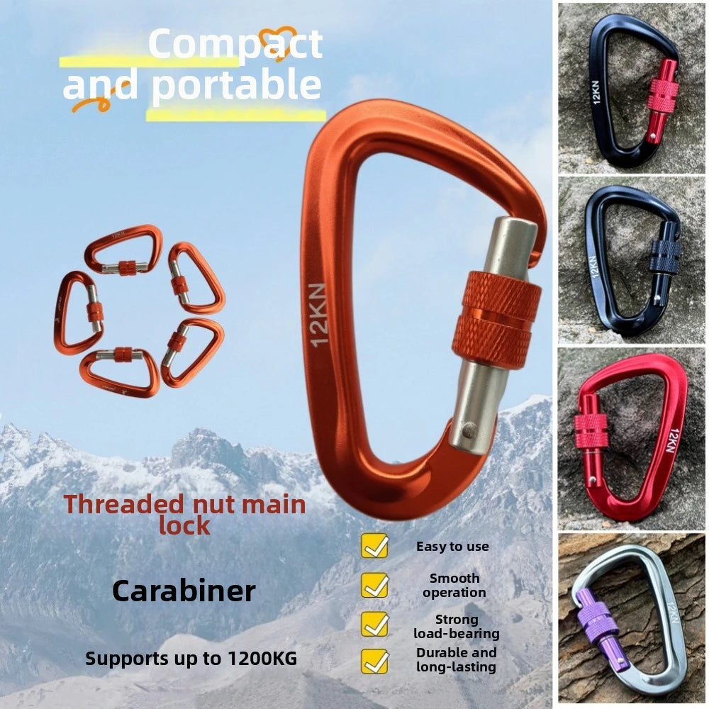 12KN Aluminum D-Shape Safety Carabiner Climbing Lock – 7 Colors Safety Carabiner Nixie