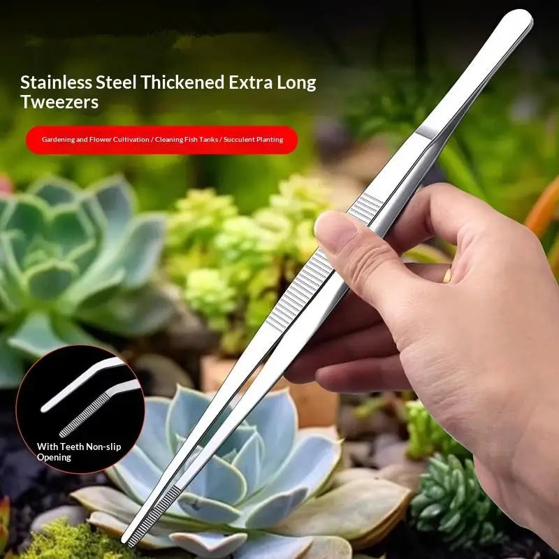 2-Piece Stainless Steel Kitchen Tweezers – Straight & Curved Tips Kitchen Tweezers Nixie
