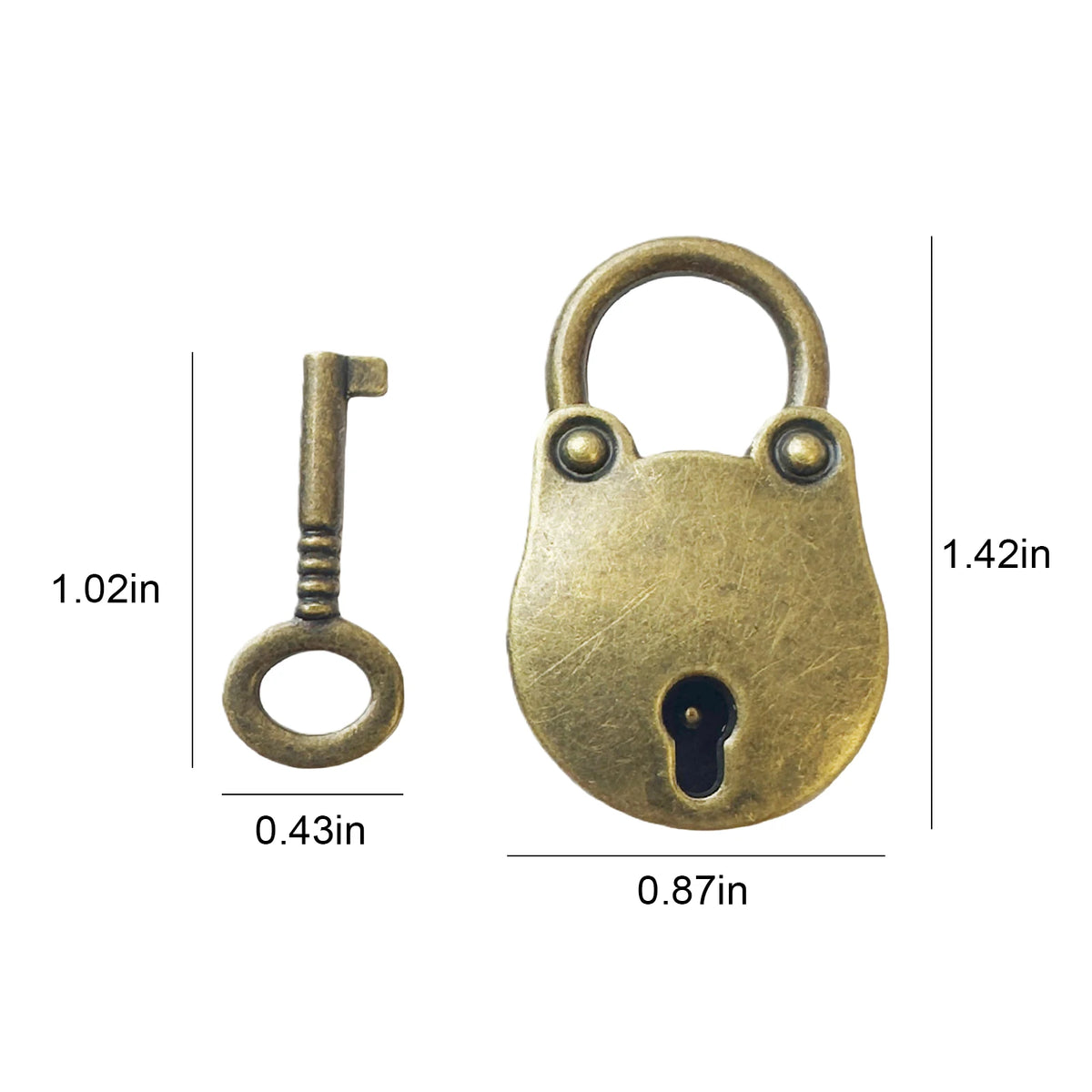 Vintage Bear Head Padlock with Key | Antique Bronze Mini Lock Set Decorative Padlock Nixie