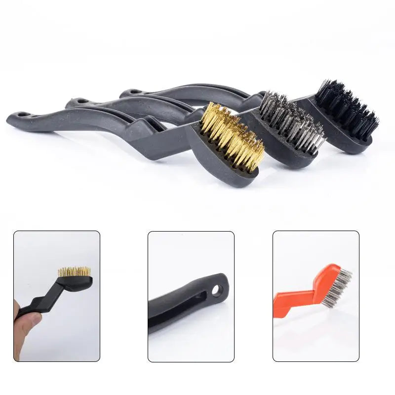 3-Piece Curved Handle Wire Brush Set – Rust & Slag Removal Wire Brush Set Nixie