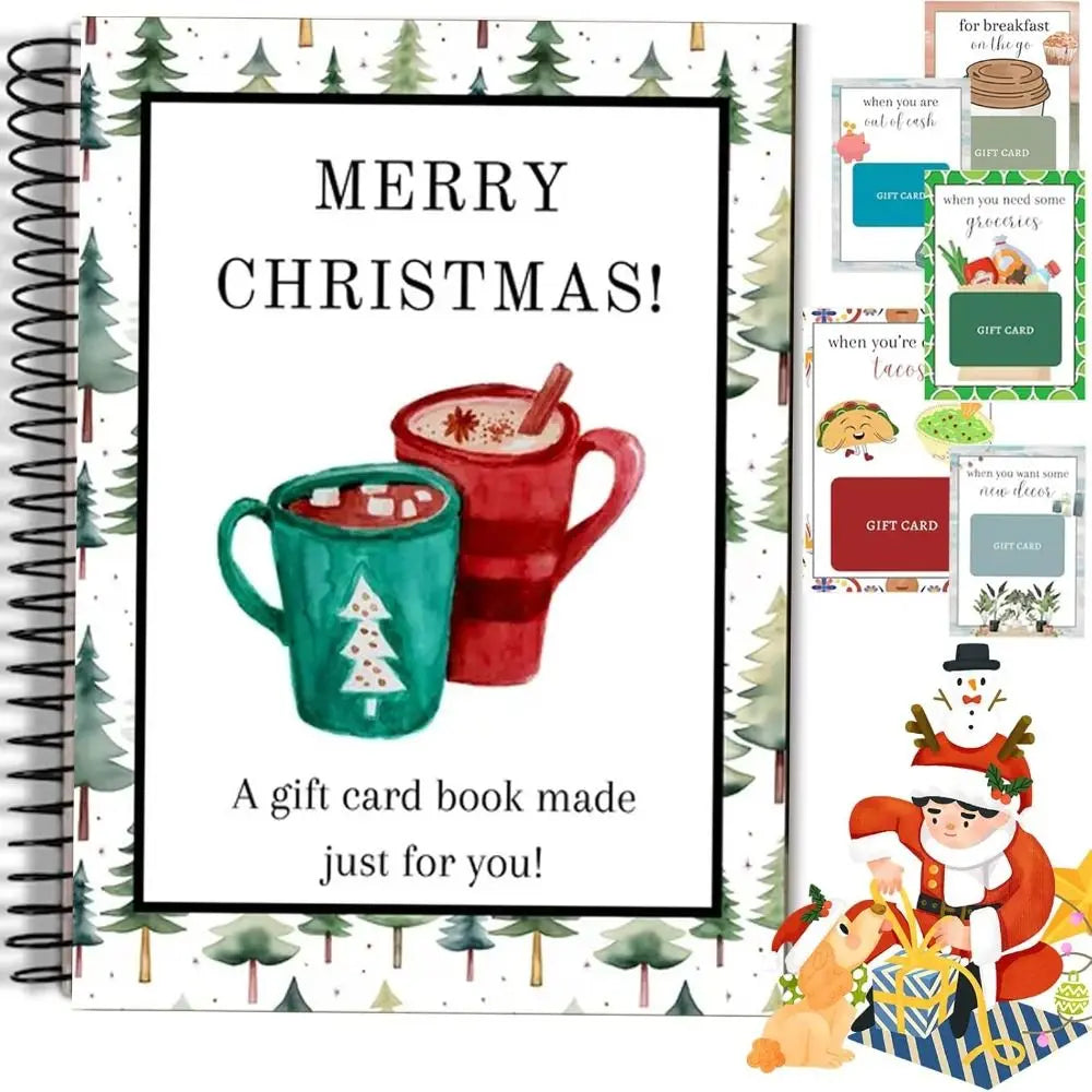 Spiral-Bound Christmas Gift Card Book & Greeting Organizer Gift Card Organizer Nixie