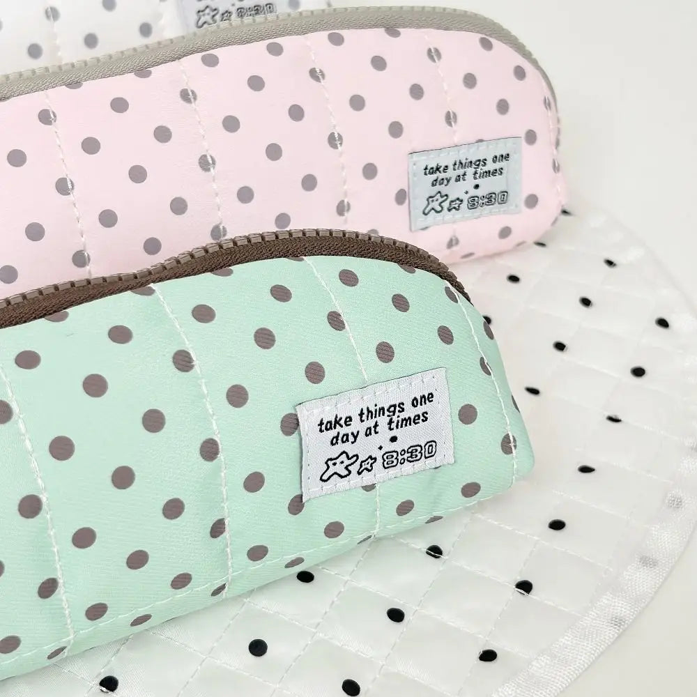 Polka Dot Pencil Case Large Capacity with Hand Strap – INS Style