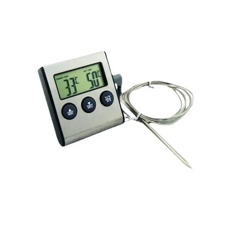 Digital Meat Thermometer with Probe, Timer & Alarm | BBQ & Oven Kitchen Thermometer Nixie