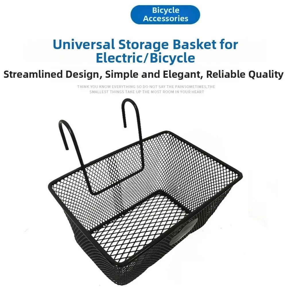 Metal Mesh Bike Front Basket – Black Handlebar Storage Bicycle Front Basket Nixie