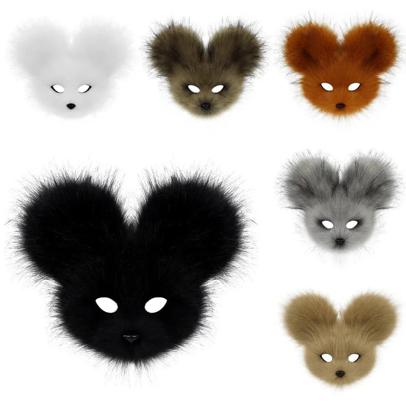 Faux Fur Mouse Mask – Halloween Carnival Costume Prop Costume Mask Nixie