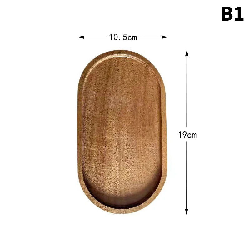 Japanese Solid Wood Round Dessert & Snack Plate Wooden Tray Wooden Serving Plate Nixie B1