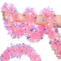2M Christmas Metal Wire Snow Garland Wreath | Holiday Decor Christmas Garland Nixie 2M-Pink