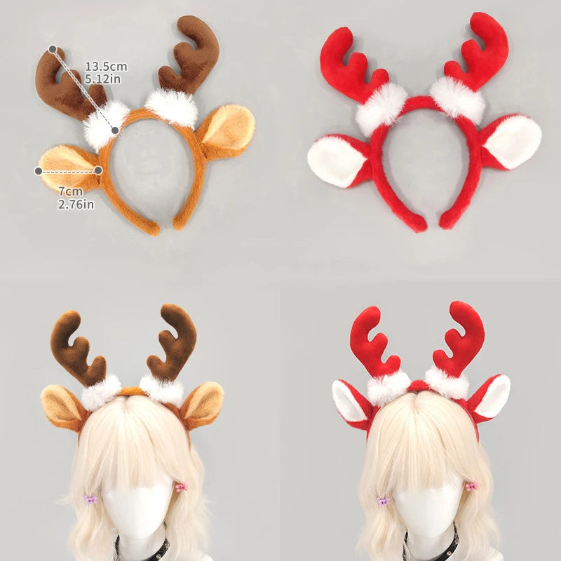 Plush Reindeer Antlers Headband – Cosplay Lolita Deer Ears Costume Headband Nixie