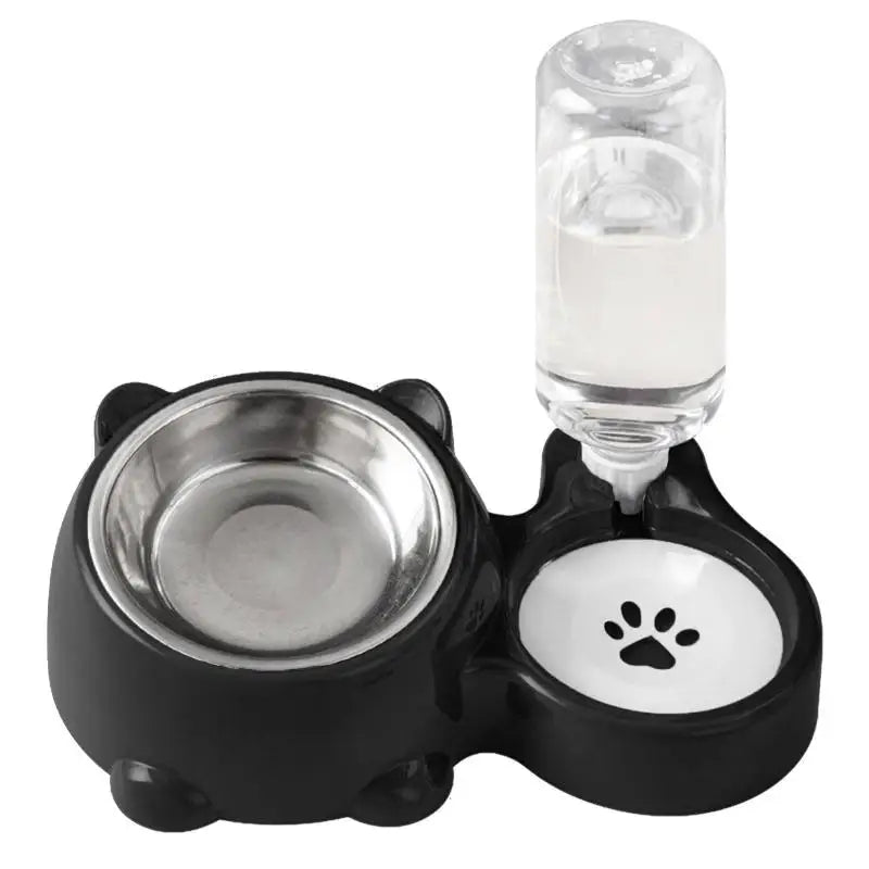 2-in-1 Pet Feeding Bowl & Auto Water Dispenser – BPA-Free Pet Feeding Set Nixie Black