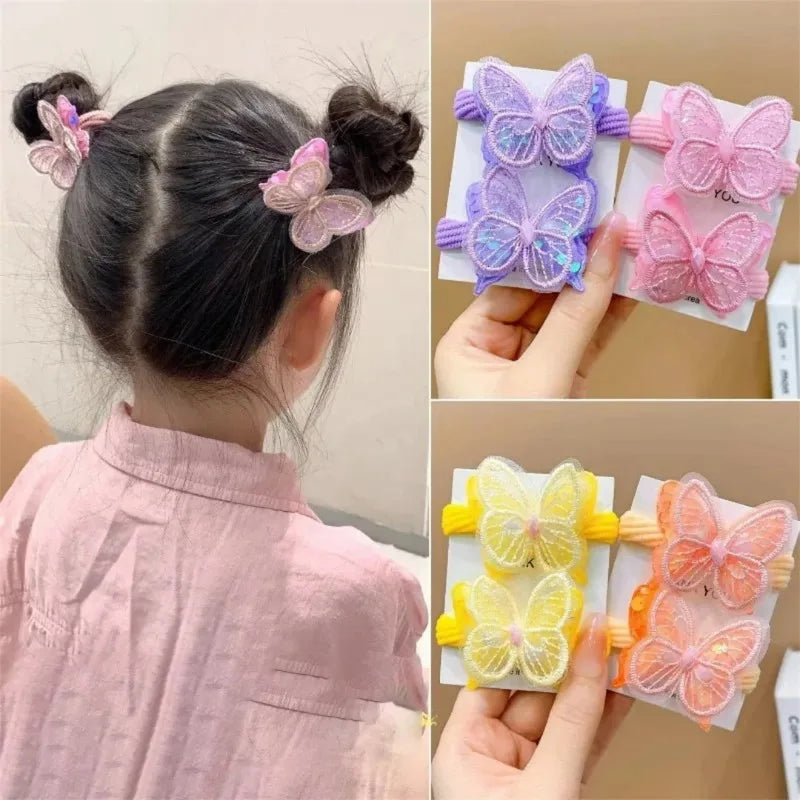 2PCS Sequin Butterfly Hair Ties for Girls – Elastic Ponytail Bands Girls Hair Ties Nixie