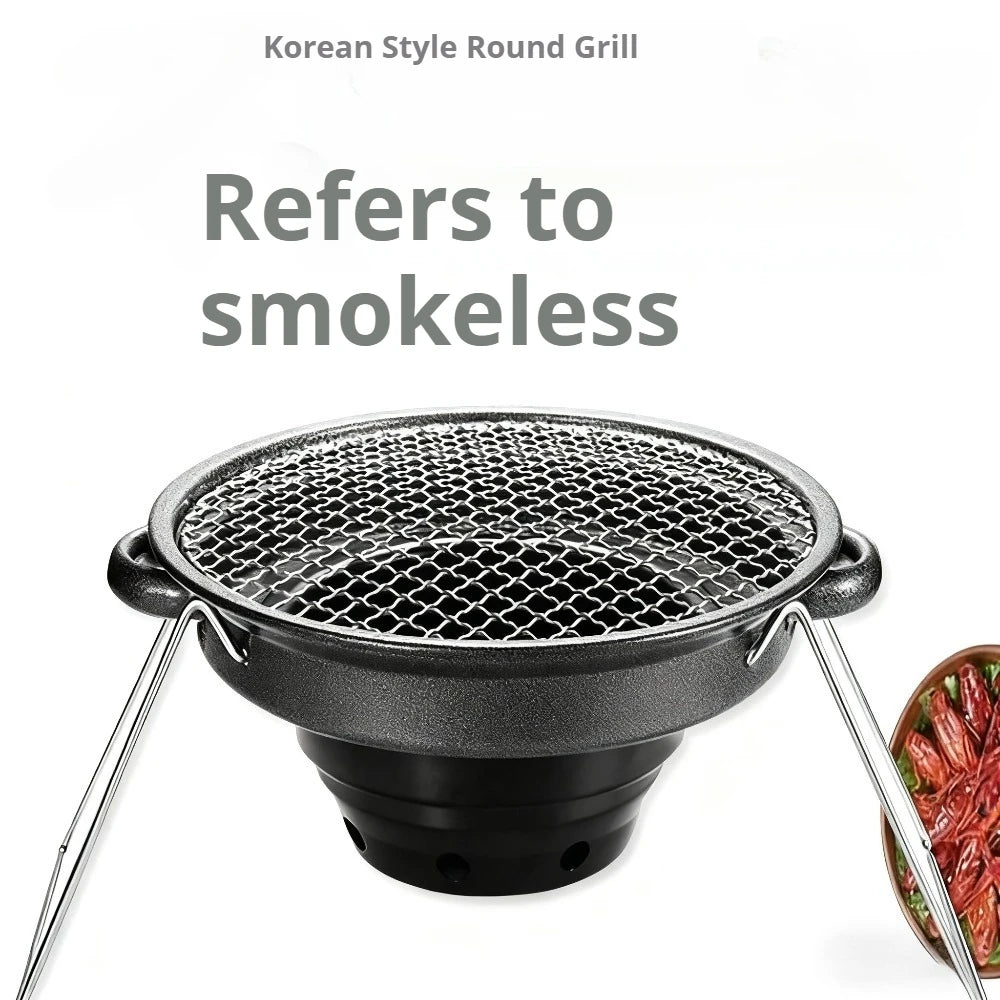 Round Charcoal BBQ Grill Stove – Camping, Picnic & Outdoor Charcoal BBQ Grill Nixie