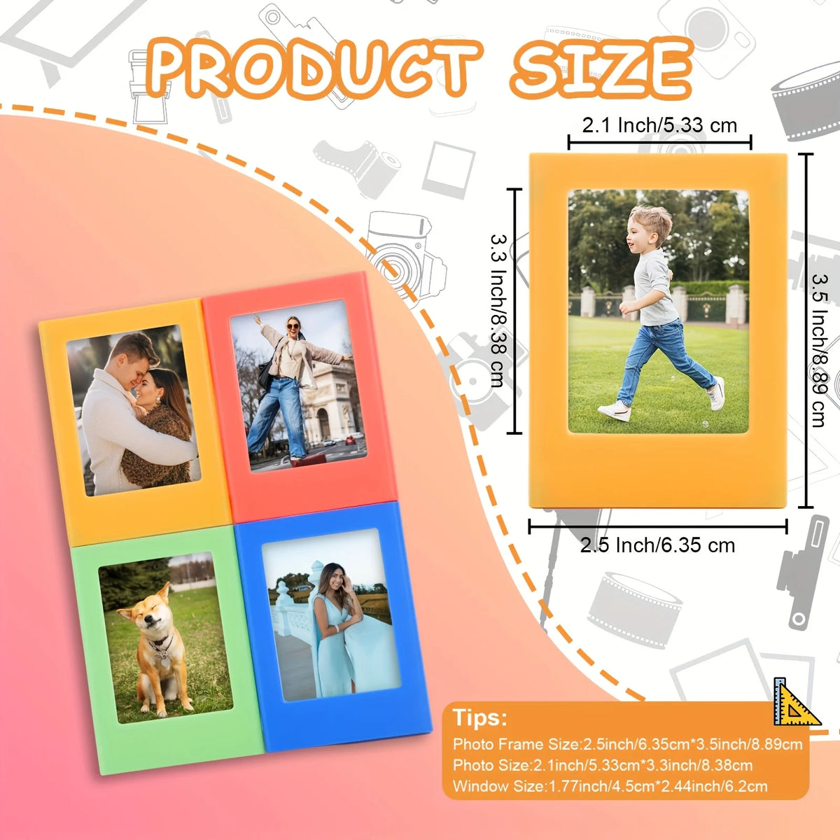 6-Pack Colorful Magnetic Photo Frames for Polaroid & Instax