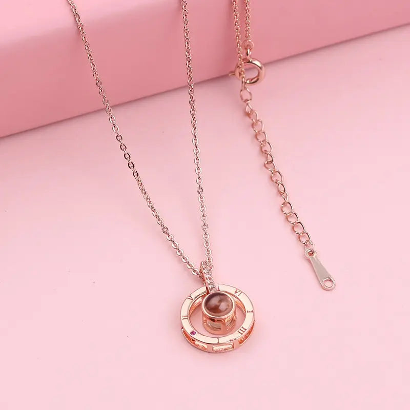 2pcs I Love You 100 Languages Projection Pendant Necklace Set Pendant Necklace Set Nixie