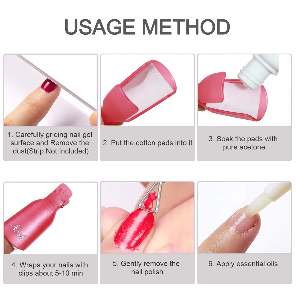 10 Pcs Silicone Nail Soak Off Caps – Reusable Gel Remover Clips Nail Soak Off Caps Nixie
