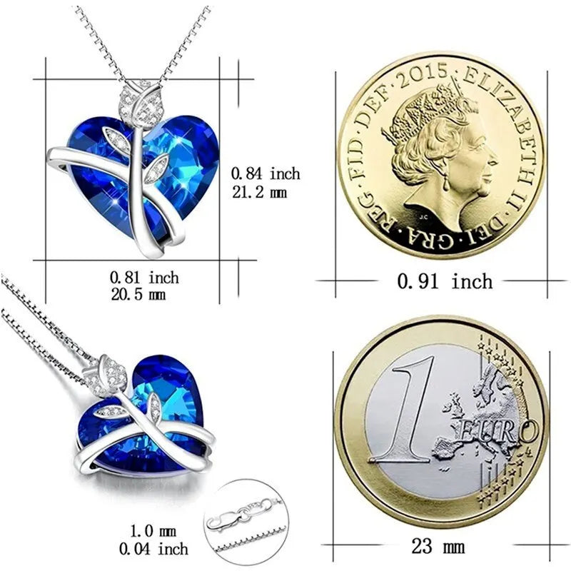 Silver Rose Butterfly Crystal Necklace – Elegant Gift for Women Pendant Necklace Nixie