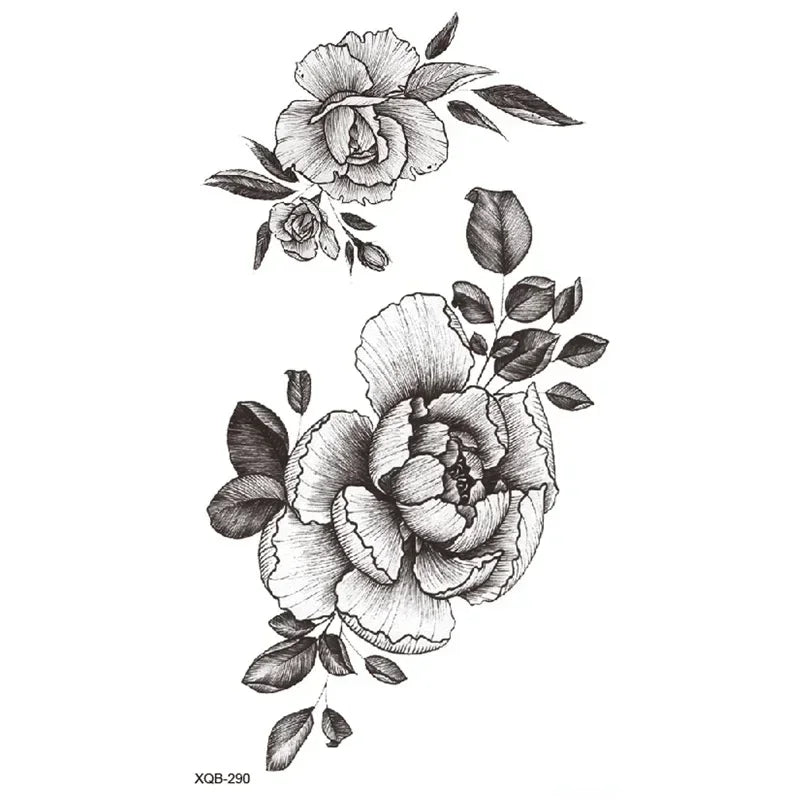 Rose Floral Temporary Tattoo Sticker – Waterproof Body Art Temporary Tattoo Nixie XQB-290