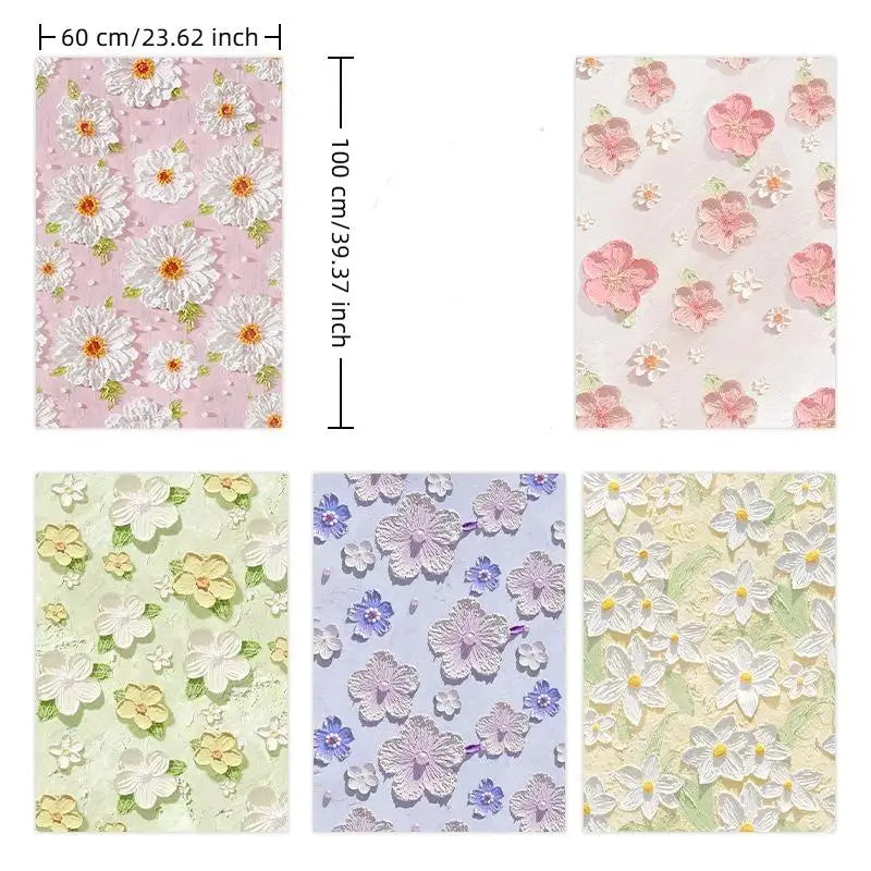 3D Floral Window Privacy Film Static Cling UV Blocking 60×100cm Window Privacy Film Nixie