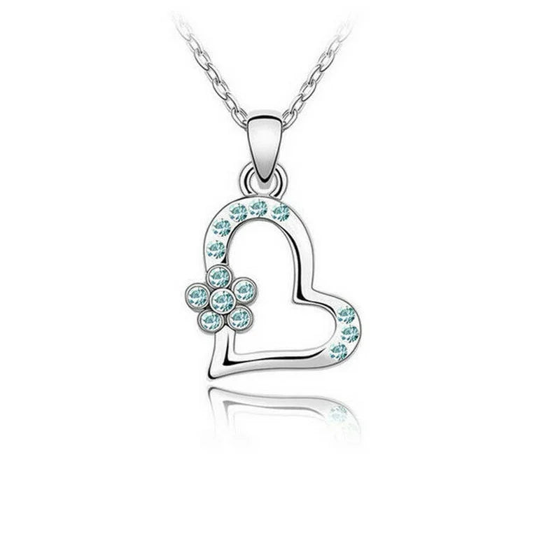 Green Crystal Heart Pendant Necklace | Mood Tracker Gift