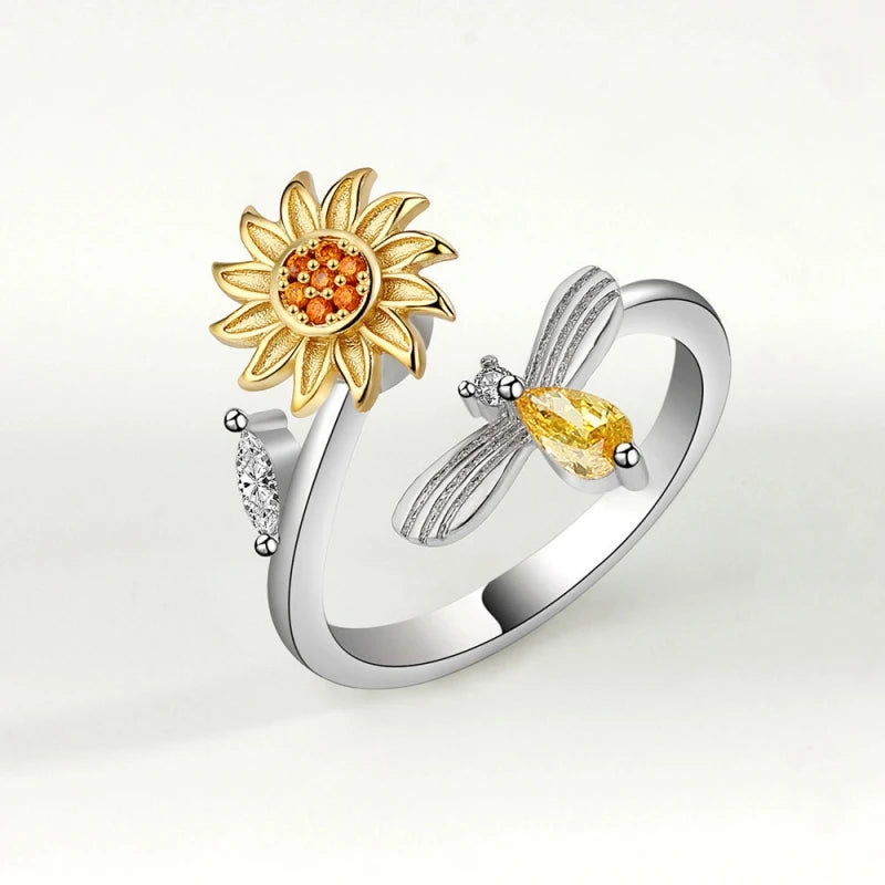 14K Gold Plated Rotatable Zirconia Ring – Women's Fashion Fashion Ring Nixie Ring Ring