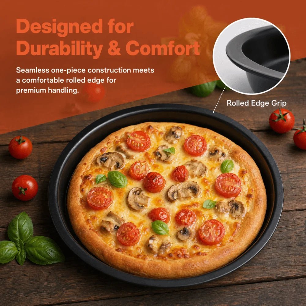 Nonstick Carbon Steel Pizza Baking Tray | Hard Coat Oven Pan Pizza Baking Pan Nixie