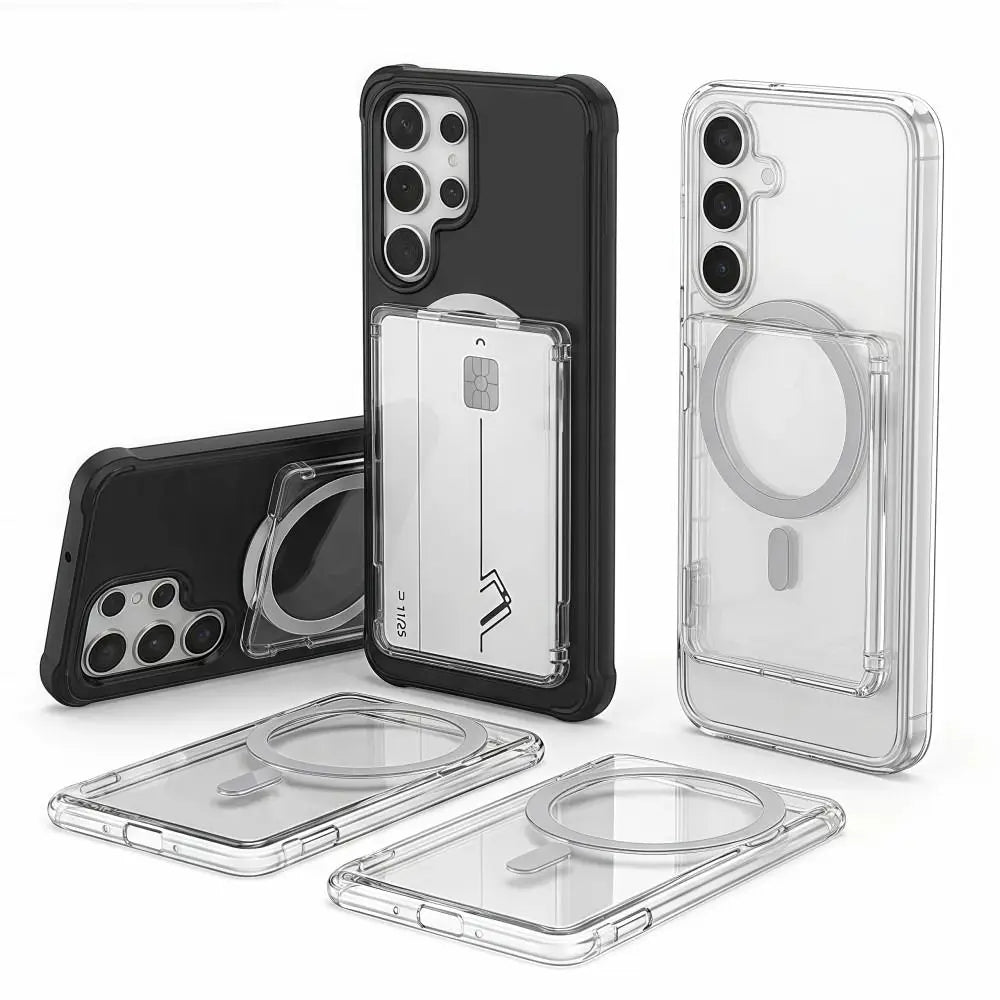 MagSafe Card Sleeve – Transparent 2-Slot Magnetic Wallet Stand Magnetic Card Wallet Nixie