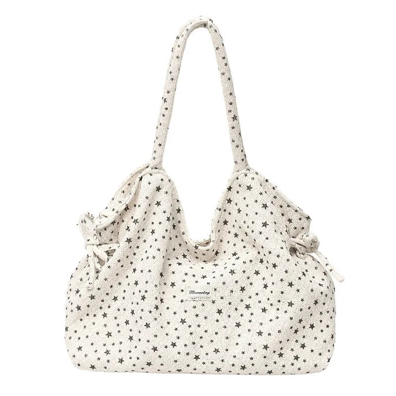 Korean Leopard Star Canvas Tote Bag – Large Shoulder Bag Canvas Tote Bag Nixie