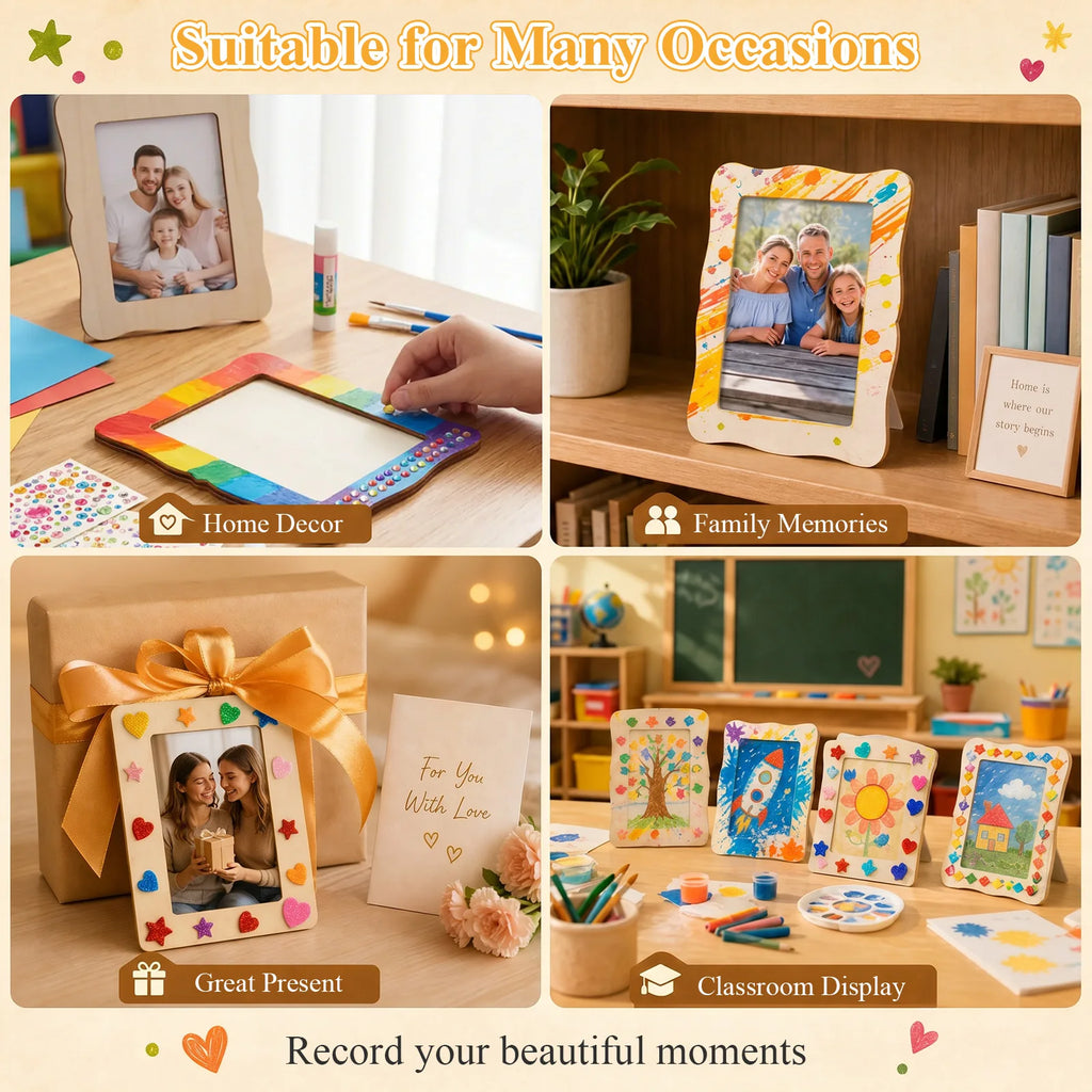 DIY Unfinished Wood Picture Frame Craft Kit – 24 Frames & Paints