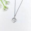 Double Layer Square Pendant Necklace – Stainless Steel Chain
