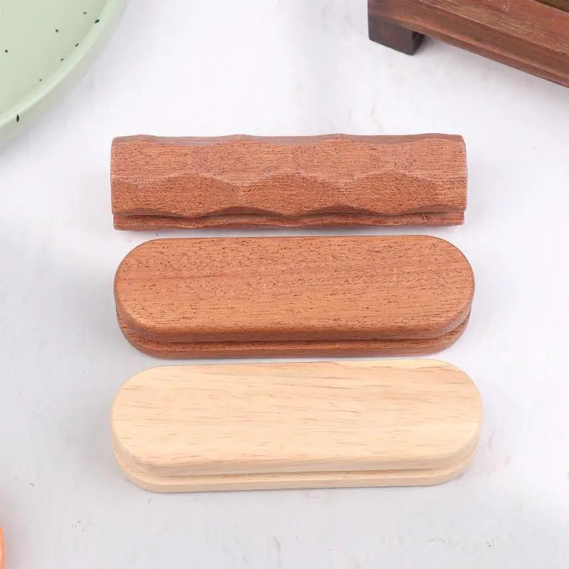 2Pcs Grilling Pan Sapele Wood Insulation Grip Anti-Scald Grilling Pan Set Nixie
