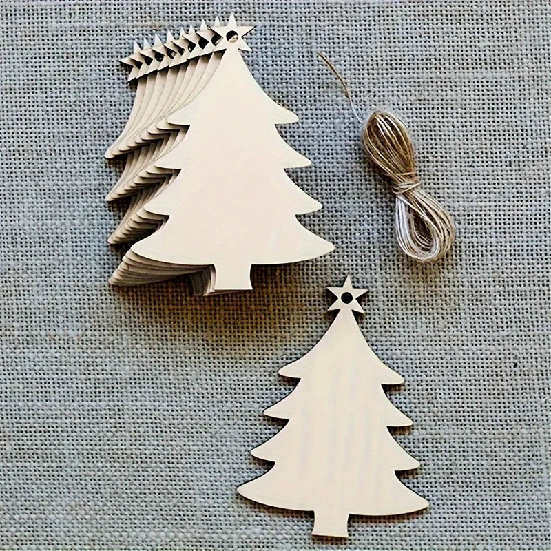 10-Pack Unfinished Wood Christmas Tree Ornaments – DIY Craft Set DIY Craft Ornament Set Nixie