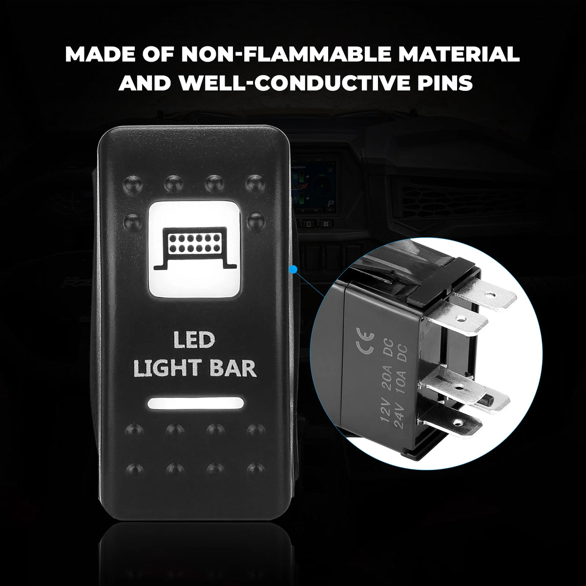UTV LED Illuminated Rocker Switch 12-24V | Can-Am Polaris Yamaha LED Rocker Switch Nixie