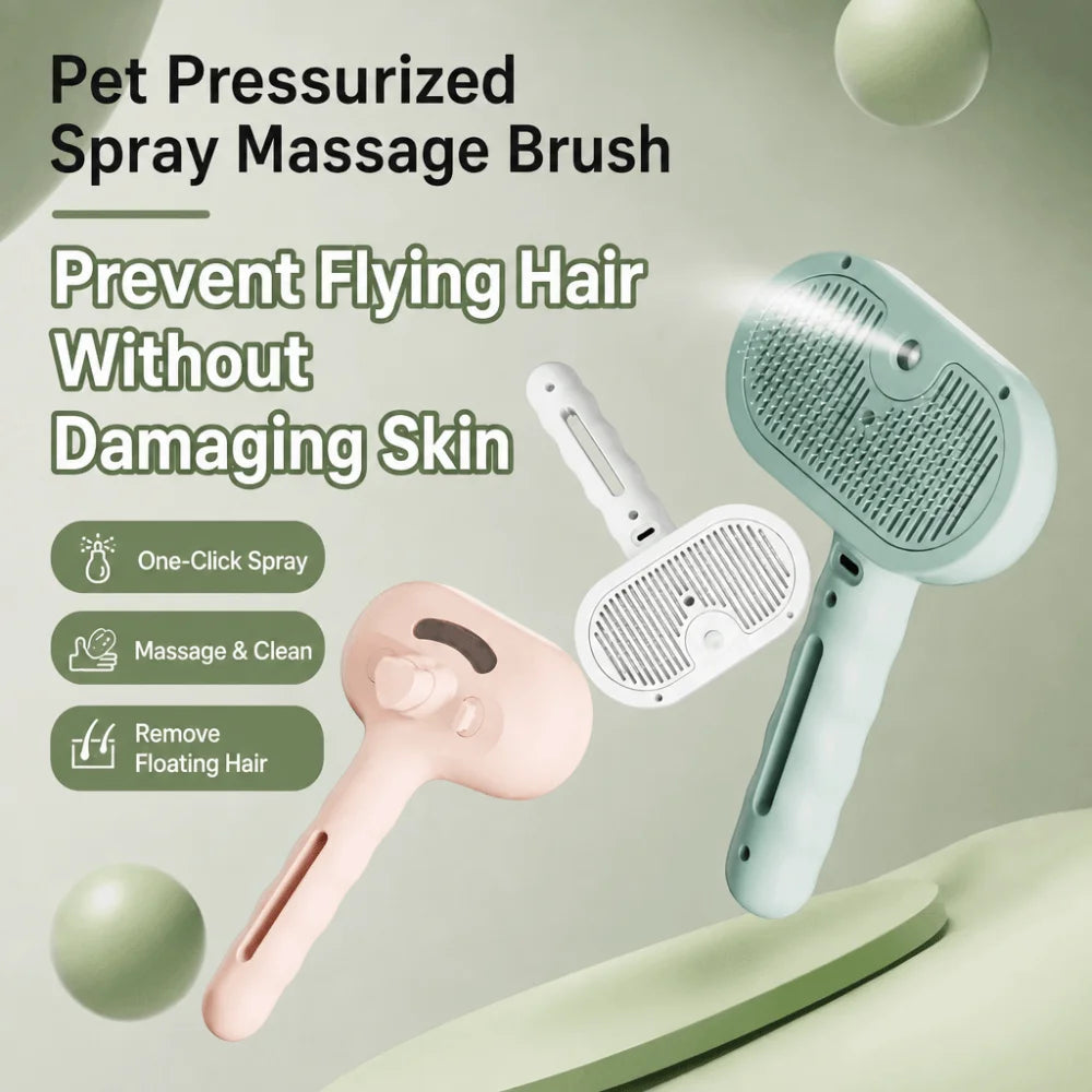 Electric Pet Grooming Comb with Nano Spray & Soft Round Teeth
