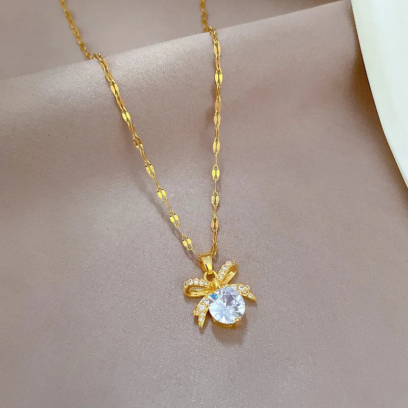 Butterfly Bow Pendant Necklace | Gold Clavicle Chain for Women Pendant Necklace Nixie