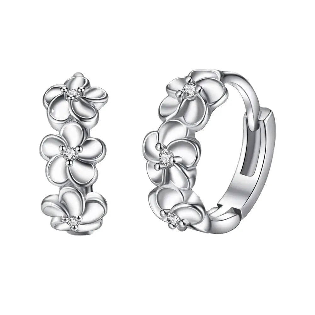 Camellia Zirconia Ear Clips – Silver-Plated Fashion Earrings Clip-On Earrings Nixie