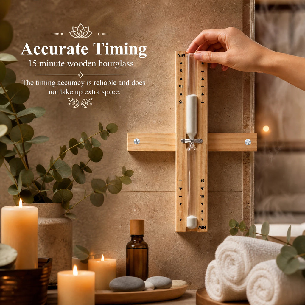 Wooden Sauna Hourglass Sand Timer – Wall Mounted 15 Min Sauna Sand Timer Nixie