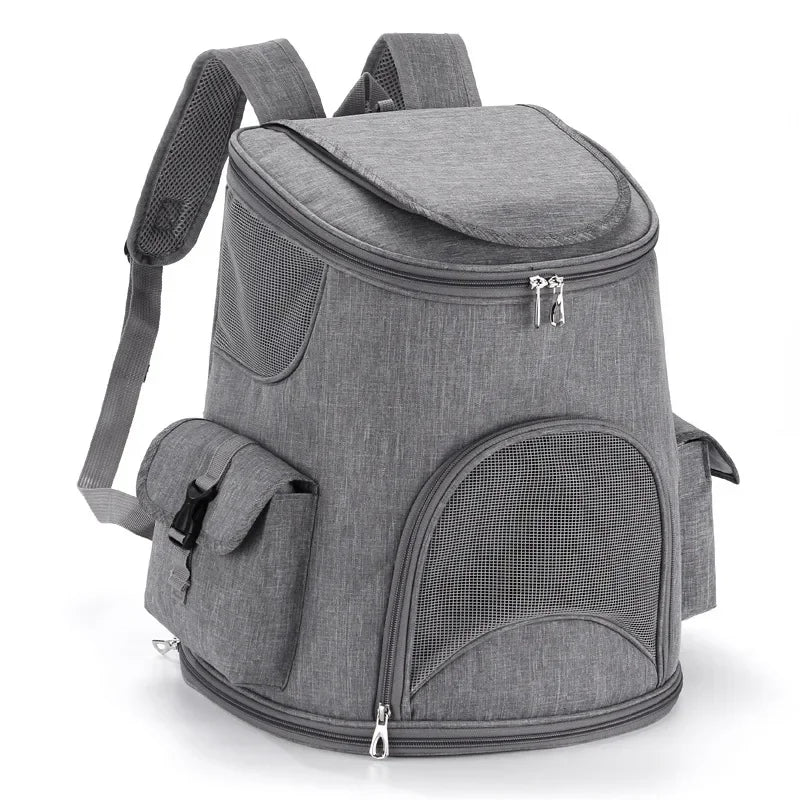 Breathable Pet Travel Backpack with Side Pockets | Hiking Pet Carrier Backpack Nixie Gray L