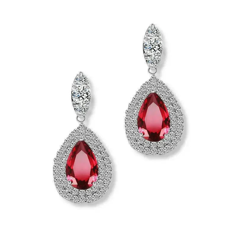 Silver Zircon Red Crystal Drop Earrings for Women Drop Earrings Nixie