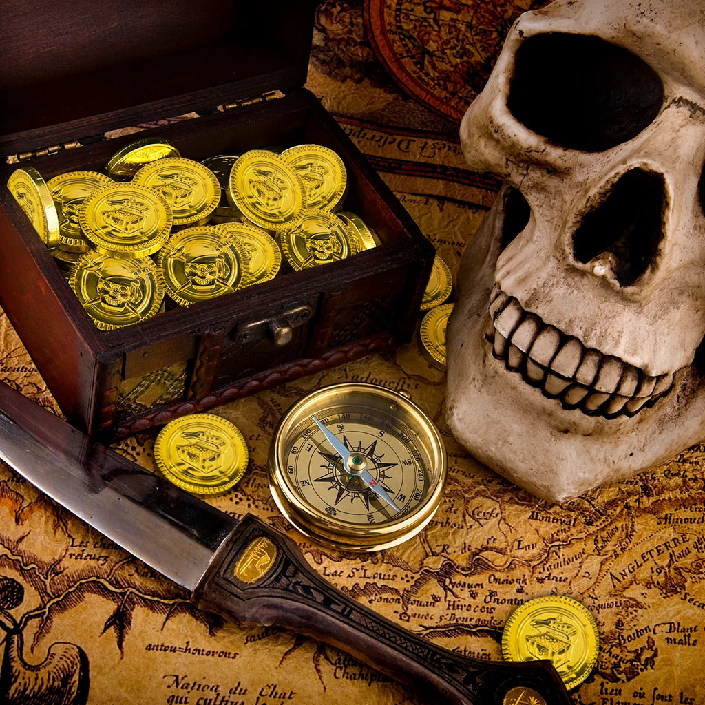20pcs Plastic Pirate Coins – Fake Gold Party Favor Treasure Party Favor Coins Nixie