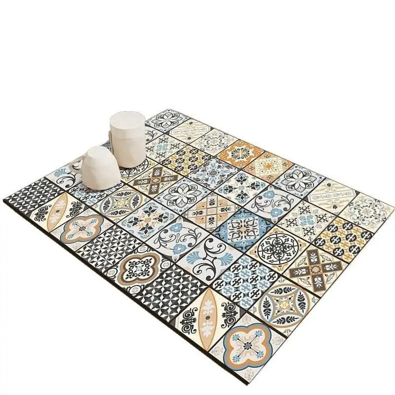 Diatomite Drainage Mat Non-Slip Retro Floral 30x40cm Diatomite Drainage Mat Nixie