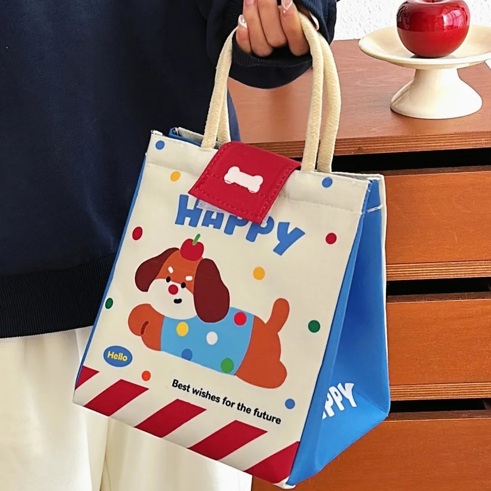 Nixie Cute Cartoon Insulated Lunch Bag – Large Canvas Bento Tote Insulated Lunch Tote Nixie