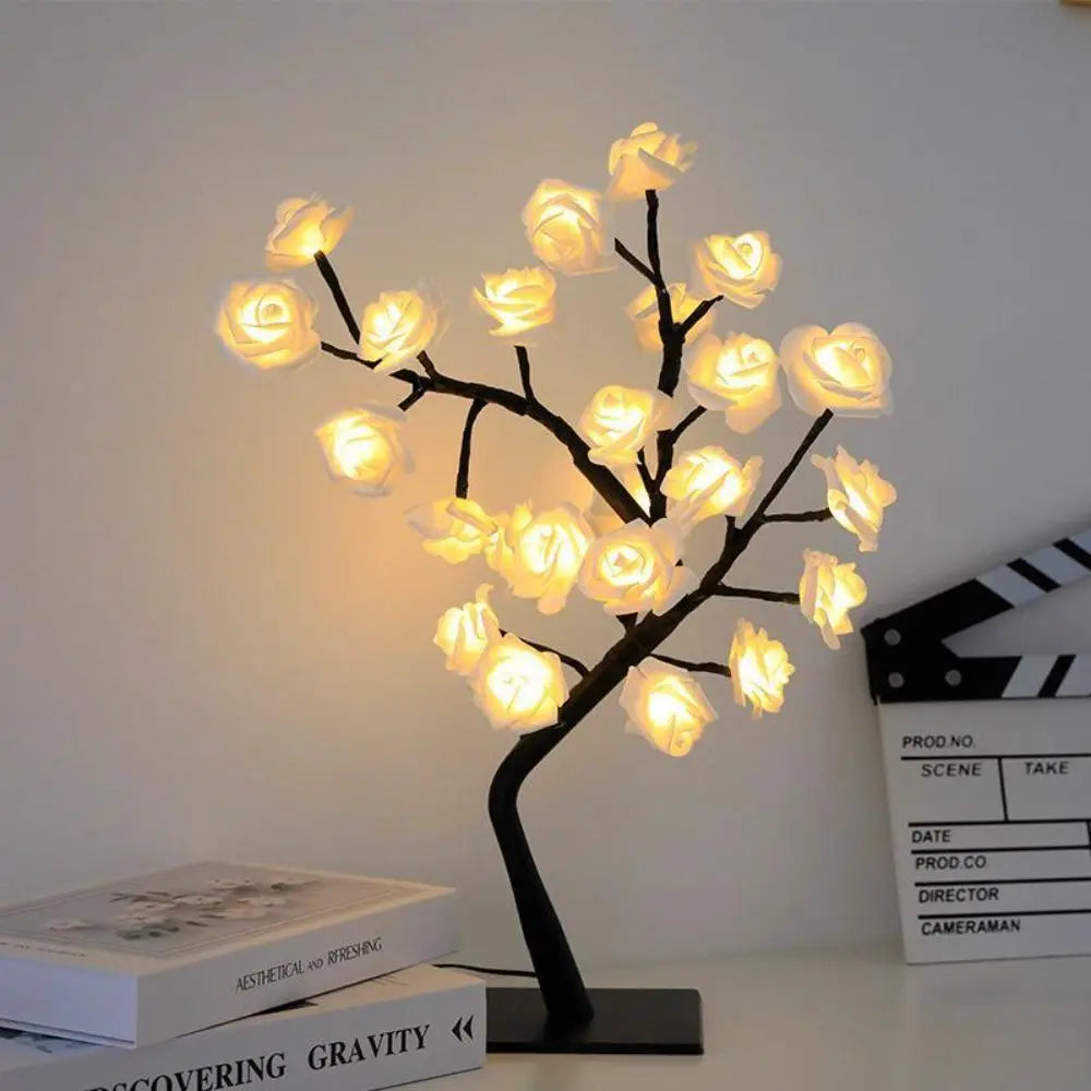 USB Rose Flower Tree LED Table Lamp | Warm Decorative Night Light