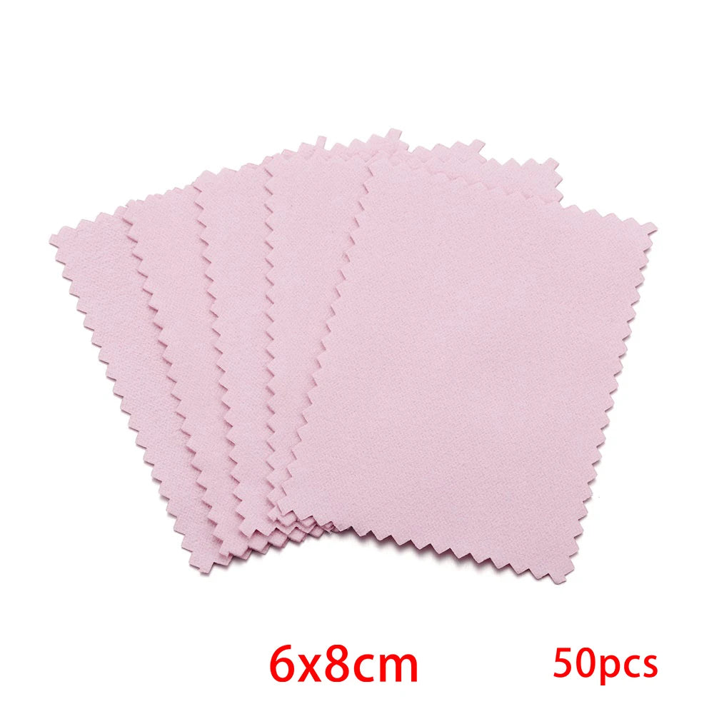 50pcs Jewelry Polishing Cloths – Silver, Gold & Platinum Care Jewelry Polishing Cloth Nixie Pink 6x8 50Pcs