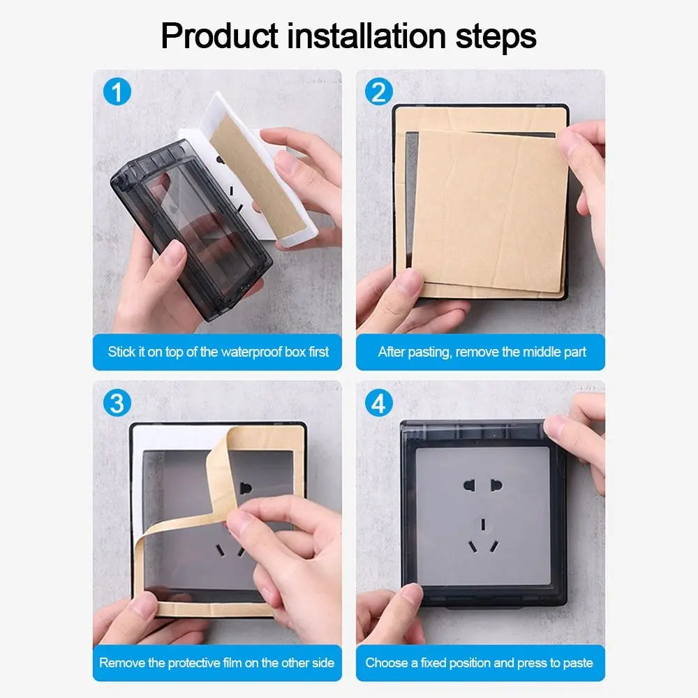 86 Type Waterproof Switch & Outlet Cover – Self-Adhesive Wall Box
