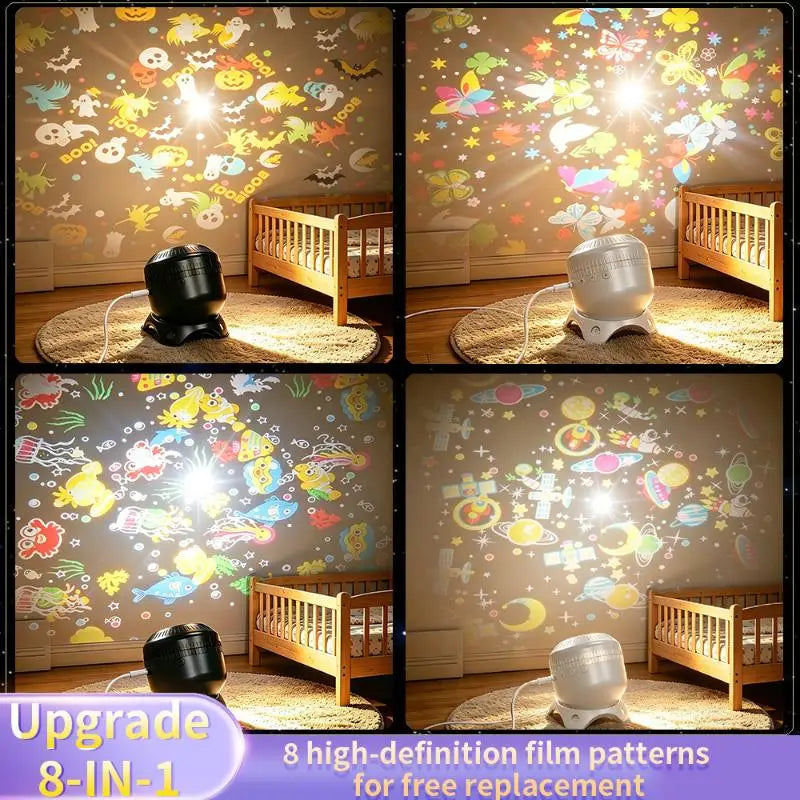 8-in-1 Rotating LED Projector Night Light | Ocean & Stars LED Projector Night Light Nixie