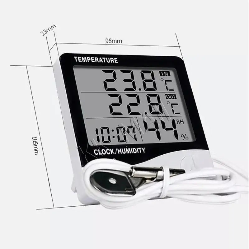 eelhoe LCD Digital Hygrometer Thermometer with Probe & Clock