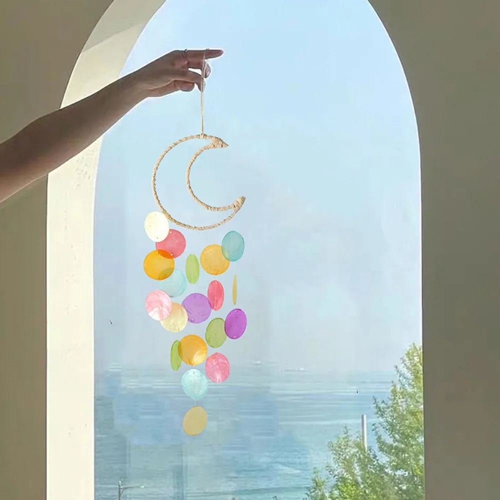 Circle Shell Wind Chimes – Natural Moon Shell Dream Catcher