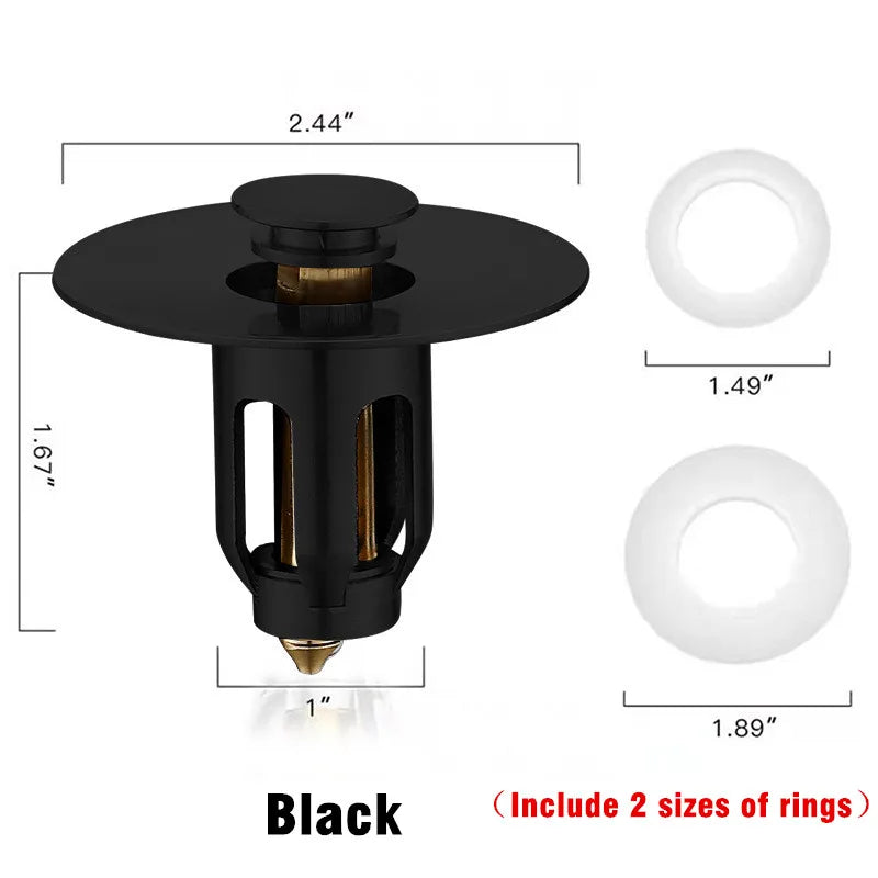 Universal Brass Pop-Up Drain Stopper & Hair Catcher Sink Drain Stopper Strainer Nixie black